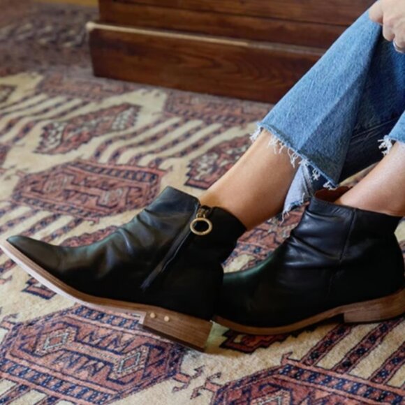 NEW BEEK Saddle Quail Leather Zip Up Ankle Booties for women in black 1025 9m5 - Picture 5 of 8